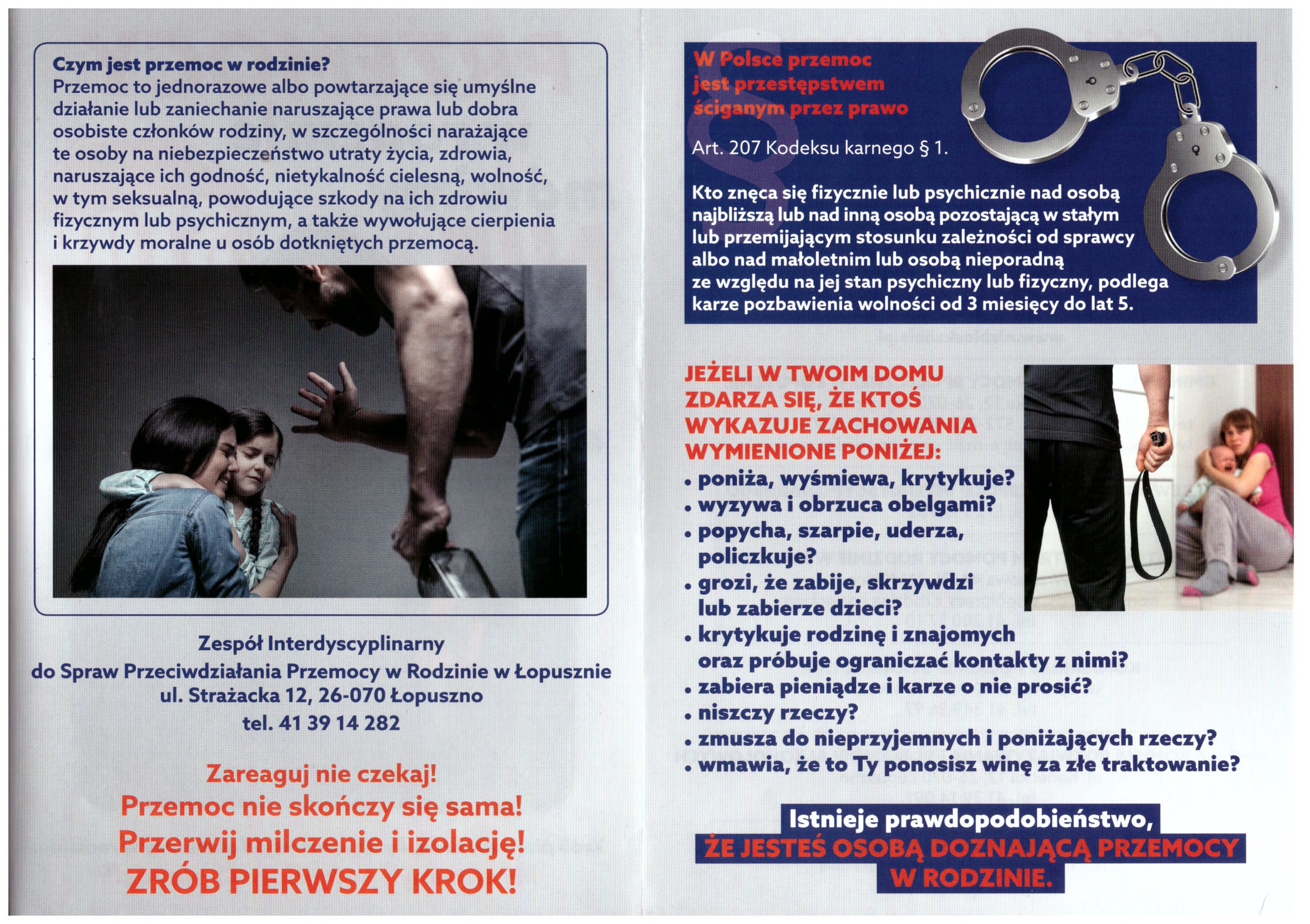 Ulotki informacyjne -przemoc w rodzinie, Gminny Ośrodek Pomocy Społecznej w Łopusznie